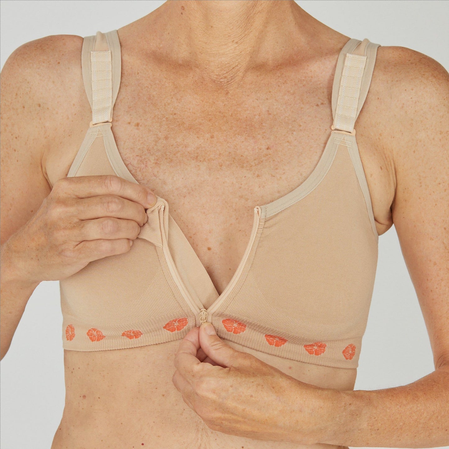 Peony Post-Surgical Bra with Zip